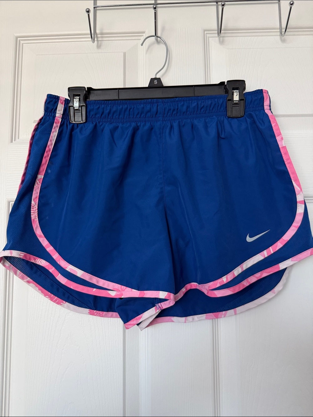Nike Women's Royal Blue Running Shorts with Pink Trim